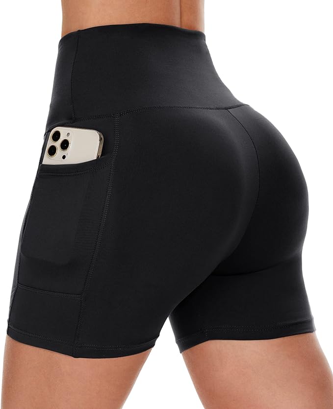 Excessive-Waisted Biker Shorts for Ladies, Pockets, Tummy Management, A number of Lengths!